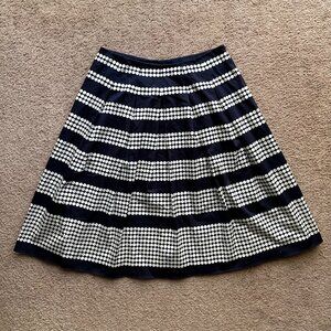 Talbots Skirt Womens 4 Side Zip Blue White Polka Dot Midi Cotton No Pockets